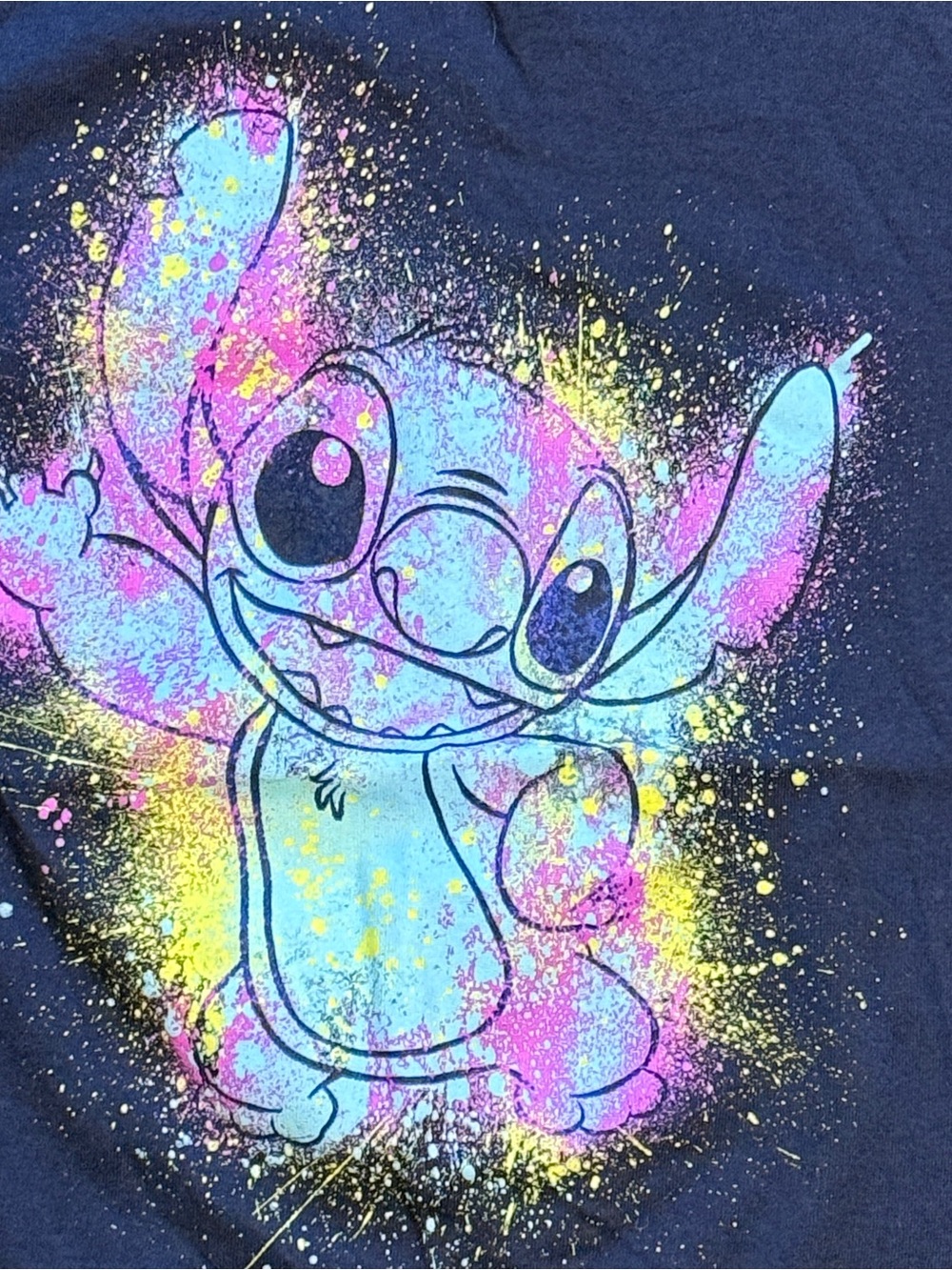 Disney Lilo & Stitch Graphic Tee - Neon Blue/Pink small
